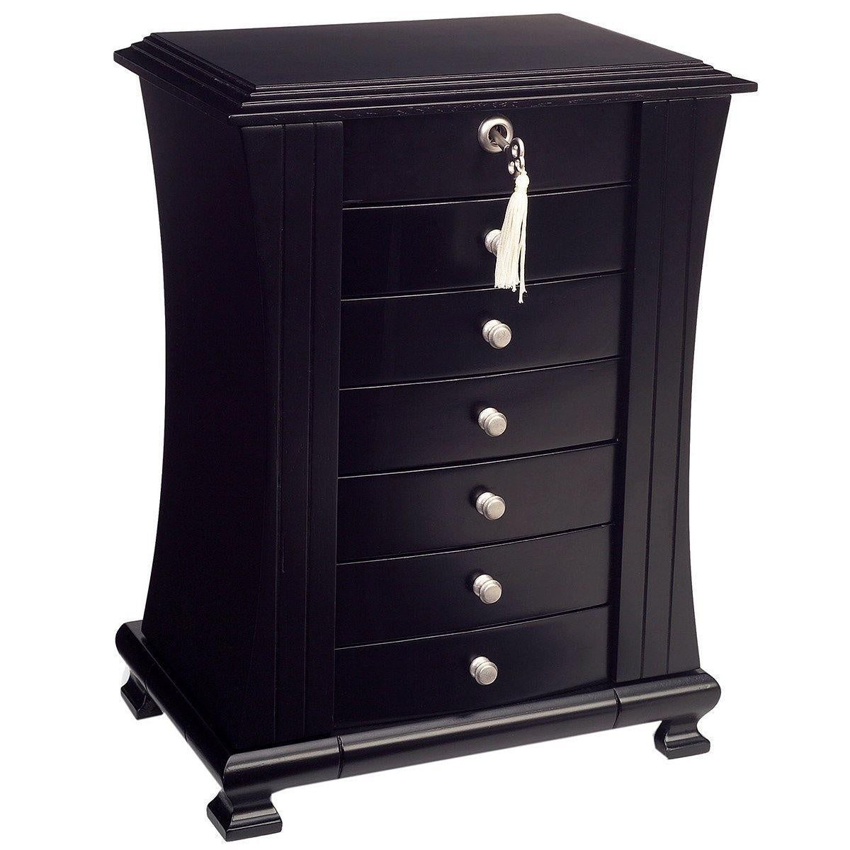 Hour Glass Black Java Finish Wooden Jewellery Box - Layla by Mele & Co