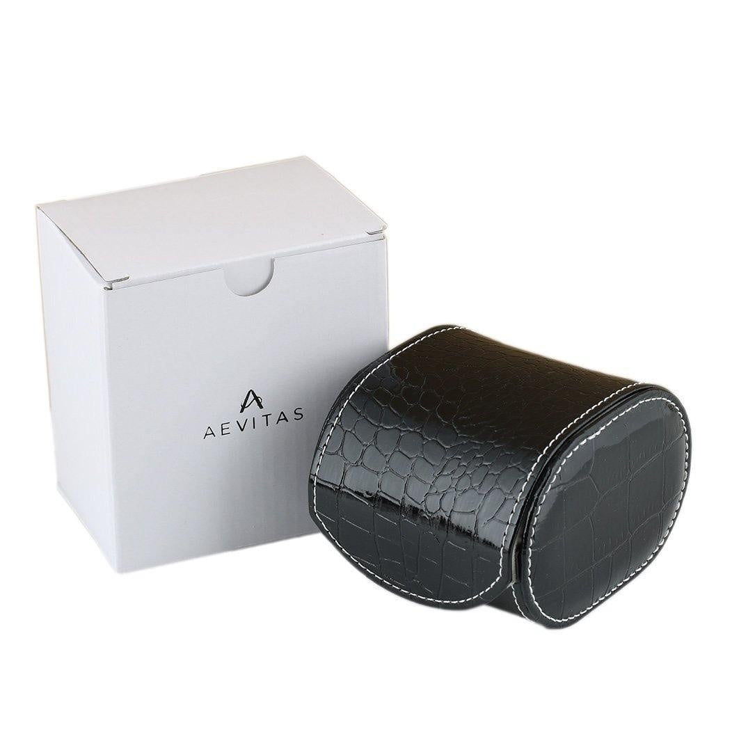 Black Croc Skin Faux Leather Watch Travel Case by Aevitas