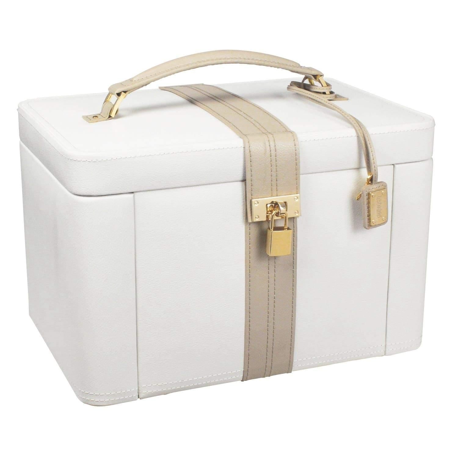 Dulwich Designs Jewellery Box Organiser Cream & Mink Extra Large Genuine Leather