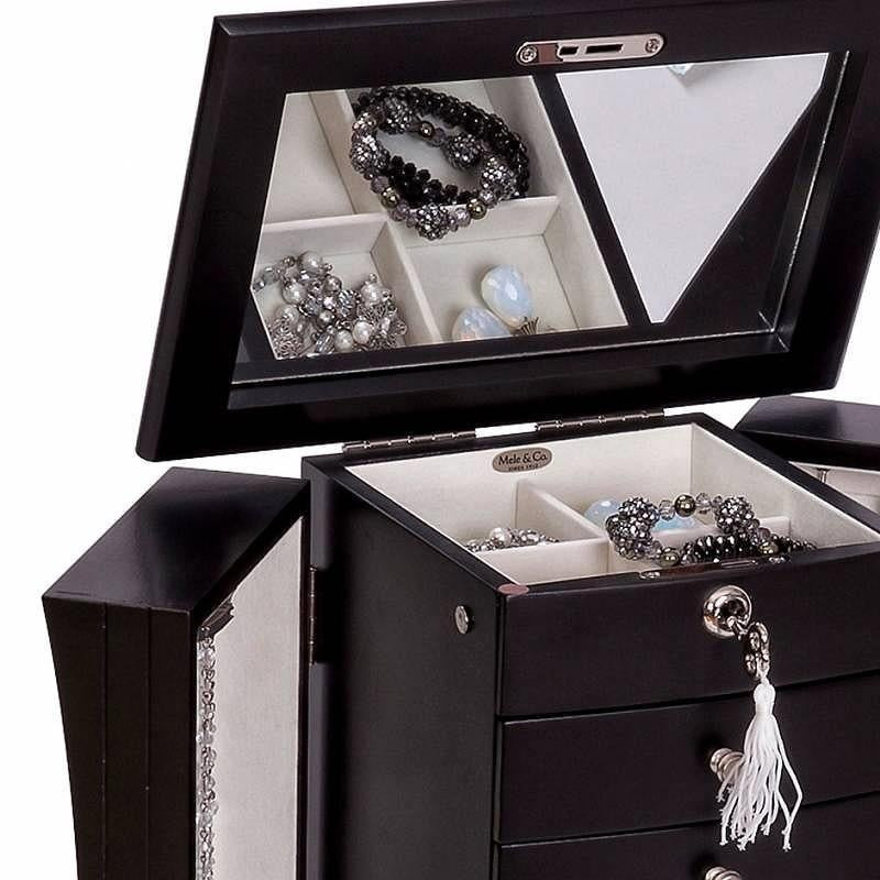 Hour Glass Black Java Finish Wooden Jewellery Box - Layla by Mele & Co