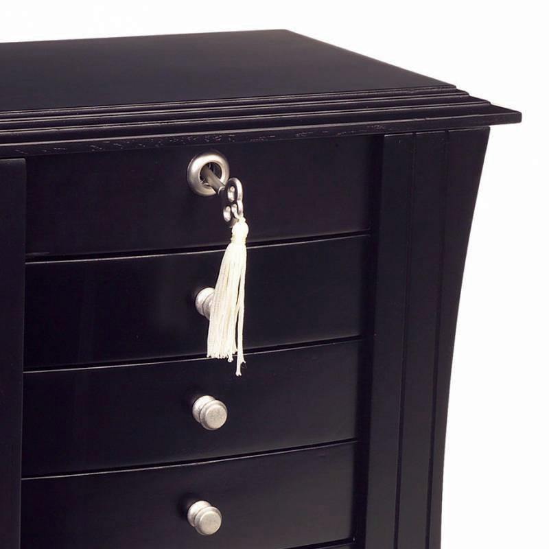 Hour Glass Black Java Finish Wooden Jewellery Box - Layla by Mele & Co