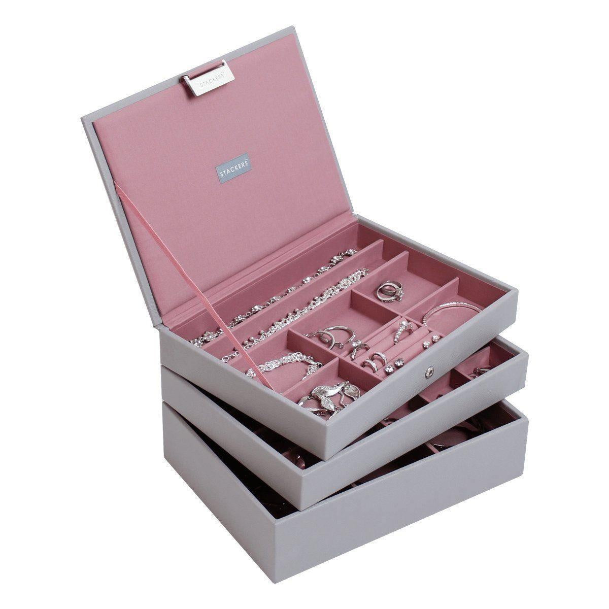 Womens Stackers Classic Jewellery Box Blush Pink/Grey