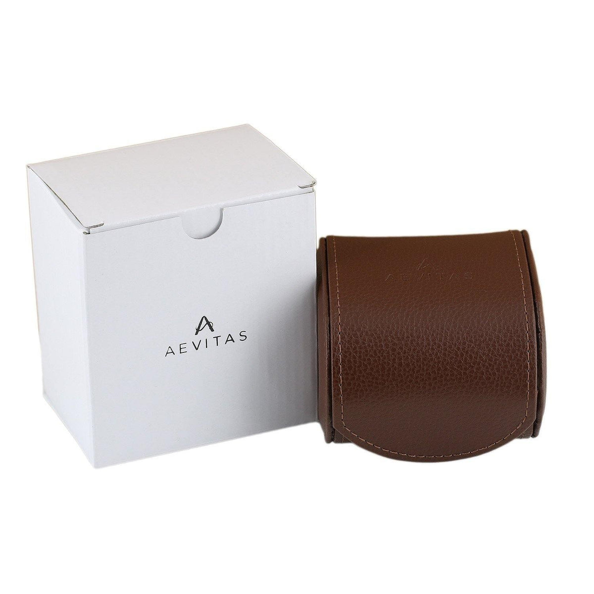 Brown Faux Leather Watch Travel Case by Aevitas