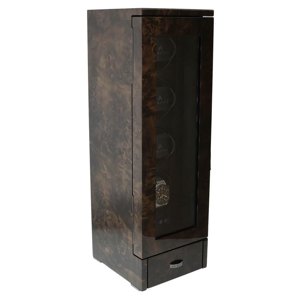 4 Watch Winder Dark Burl Wood Finish the Tower Series by Aevitas