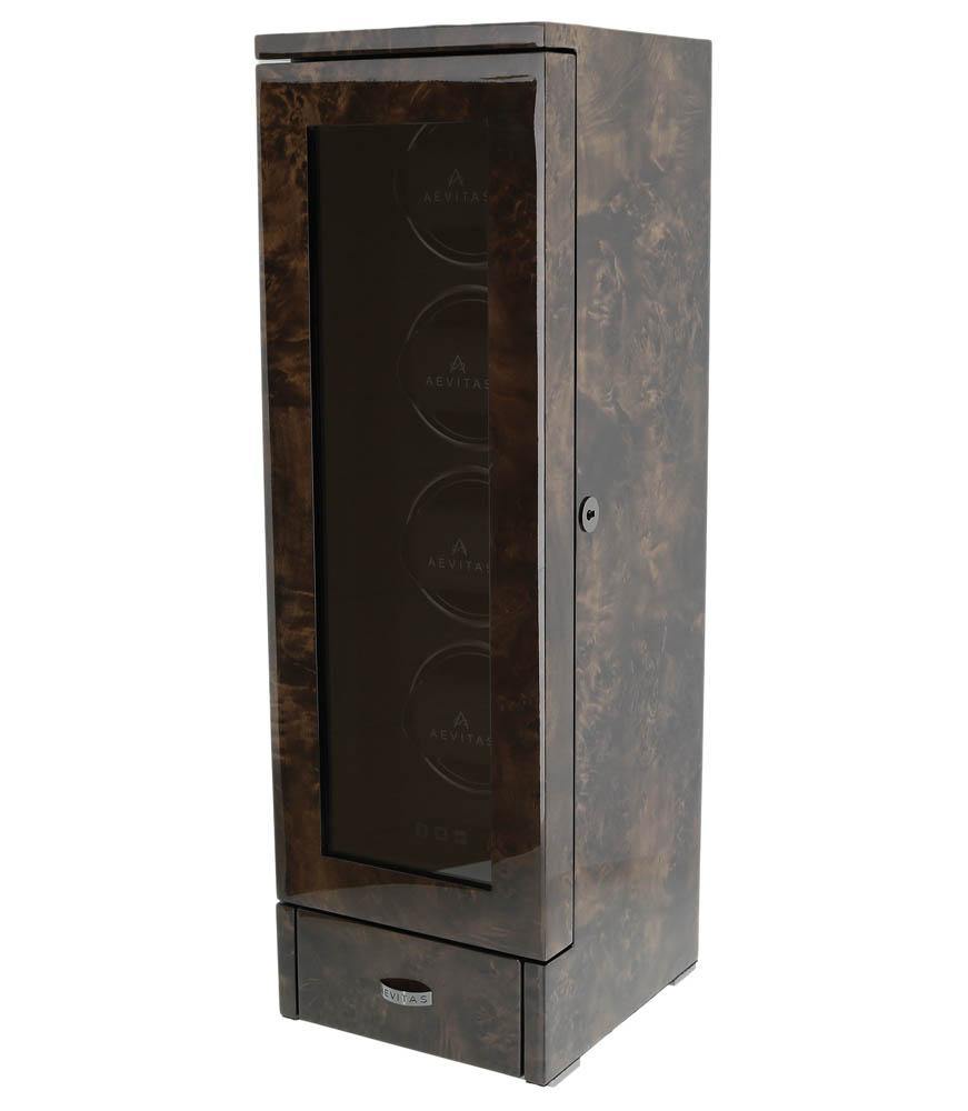 4 Watch Winder Dark Burl Wood Finish the Tower Series by Aevitas