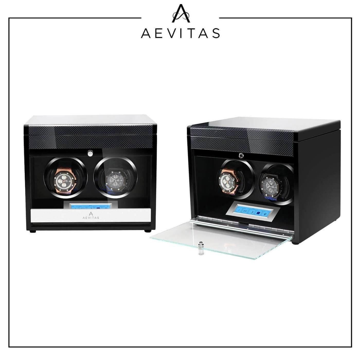 Automatic 2 Watch Winder in Carbon Fibre Finish by Aevitas