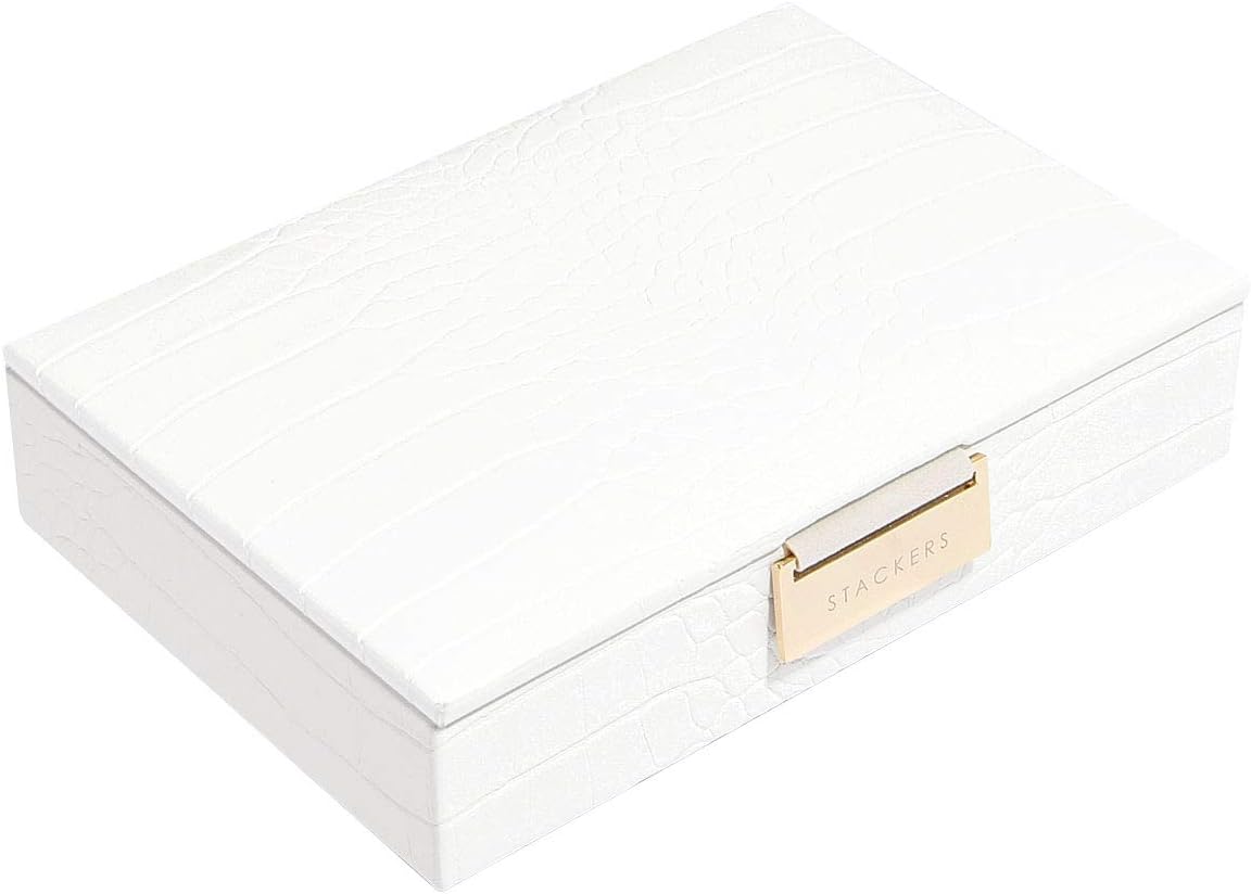 Stackers Chalk White Croc Mini Jewellery Box Lid