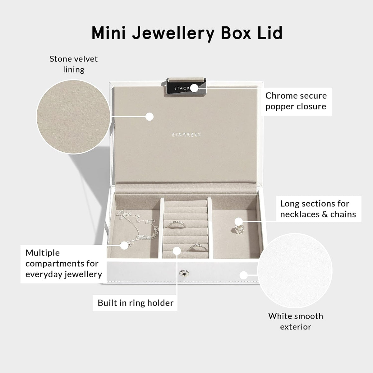 Stackers White Mini Jewellery Box Lid