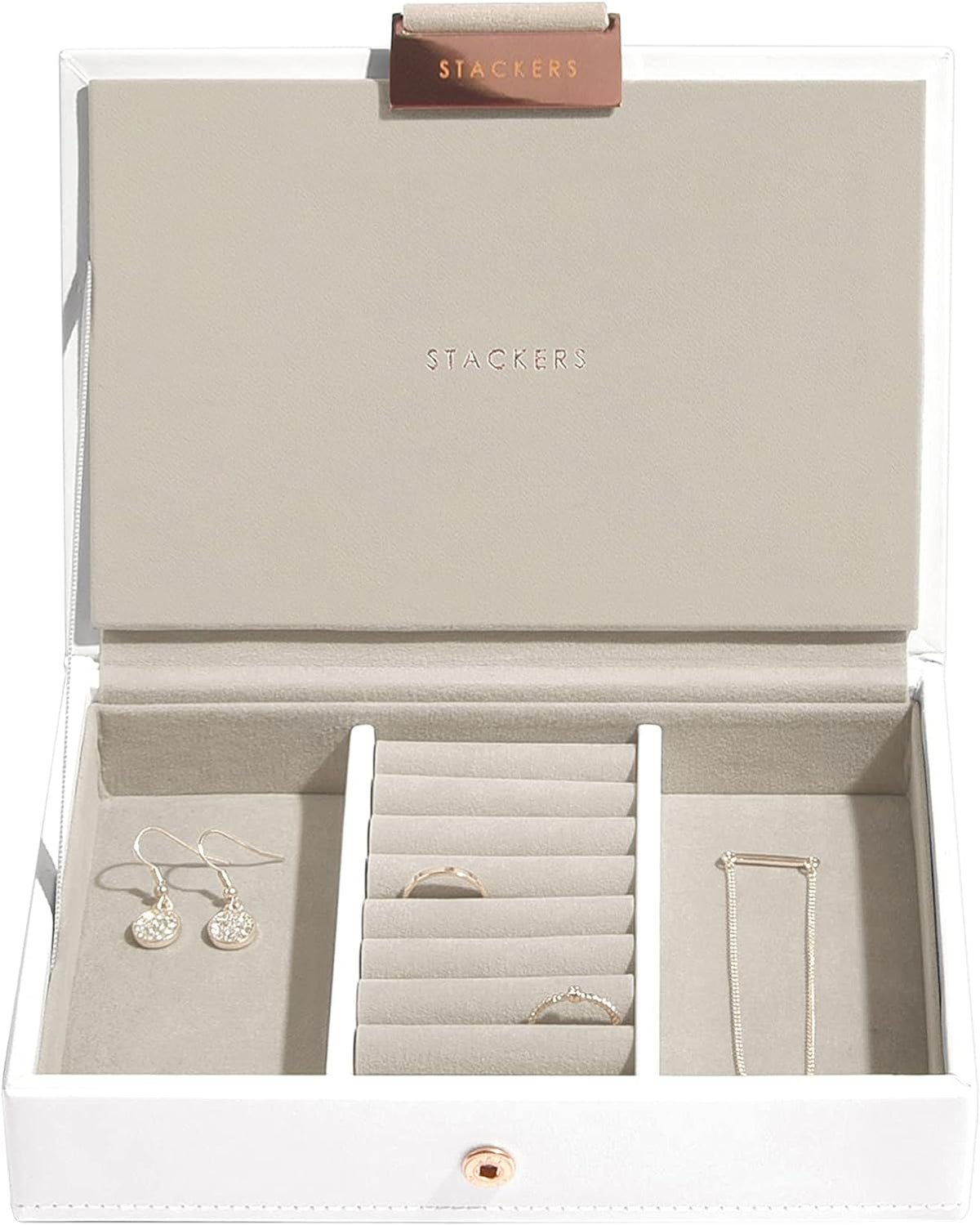 Stackers White &amp; Rose Gold Mini Jewellery Box Lid