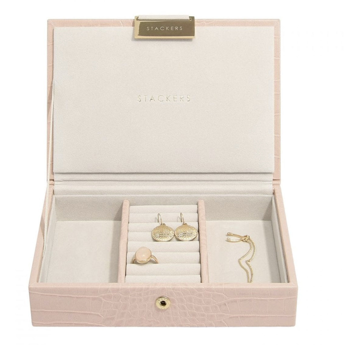 Stackers Pastel Pink Croc Mini Jewellery Box Lid