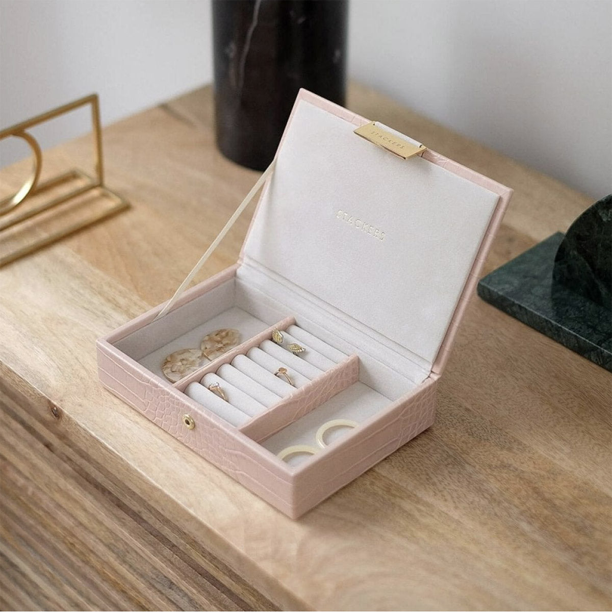 Stackers Pastel Pink Croc Mini Jewellery Box Lid