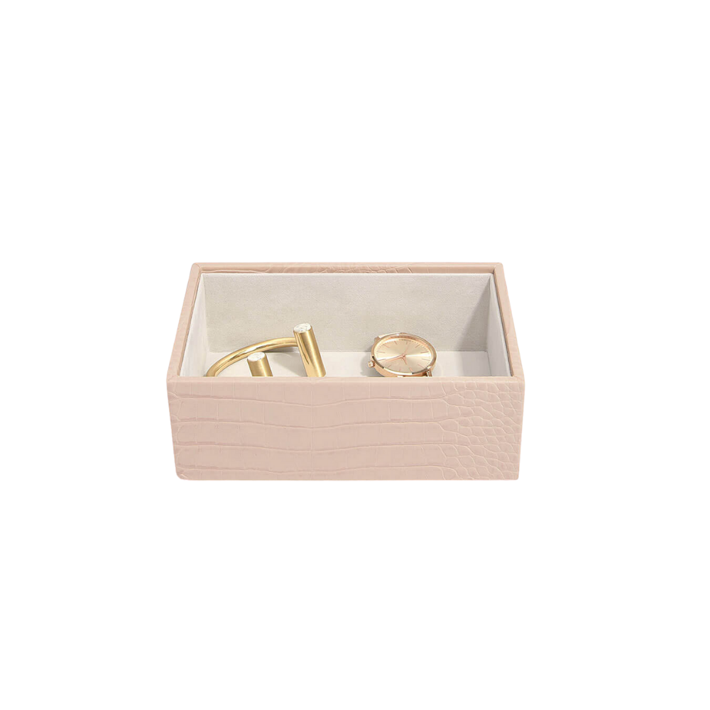 Stackers Pastel Pink Croc Mini Jewellery Box Chunky Jewellery Layer