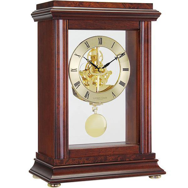 Mahogany Finish Skeleton Pendulum Mantel Clock