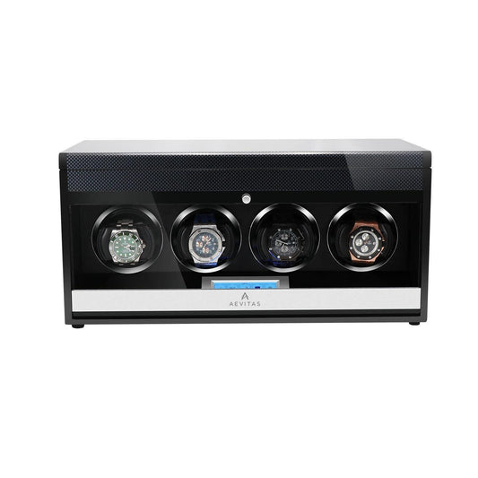 Automatic 4 Watch Winder in Carbon Fibre Finish by Aevitas