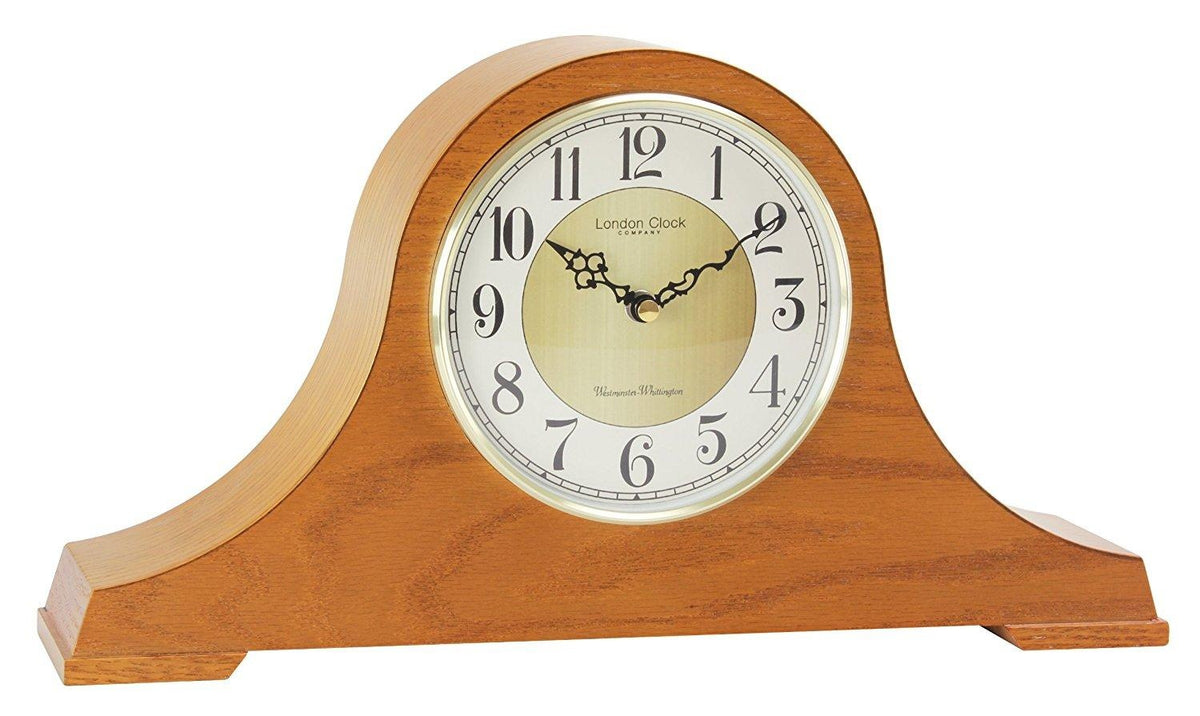Traditional Oak Napoleon Mantle Clock by the London Clock Company