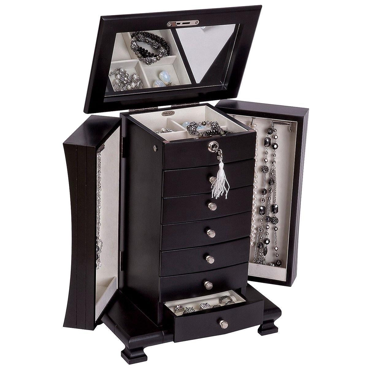 Hour Glass Black Java Finish Wooden Jewellery Box - Layla by Mele &amp; Co