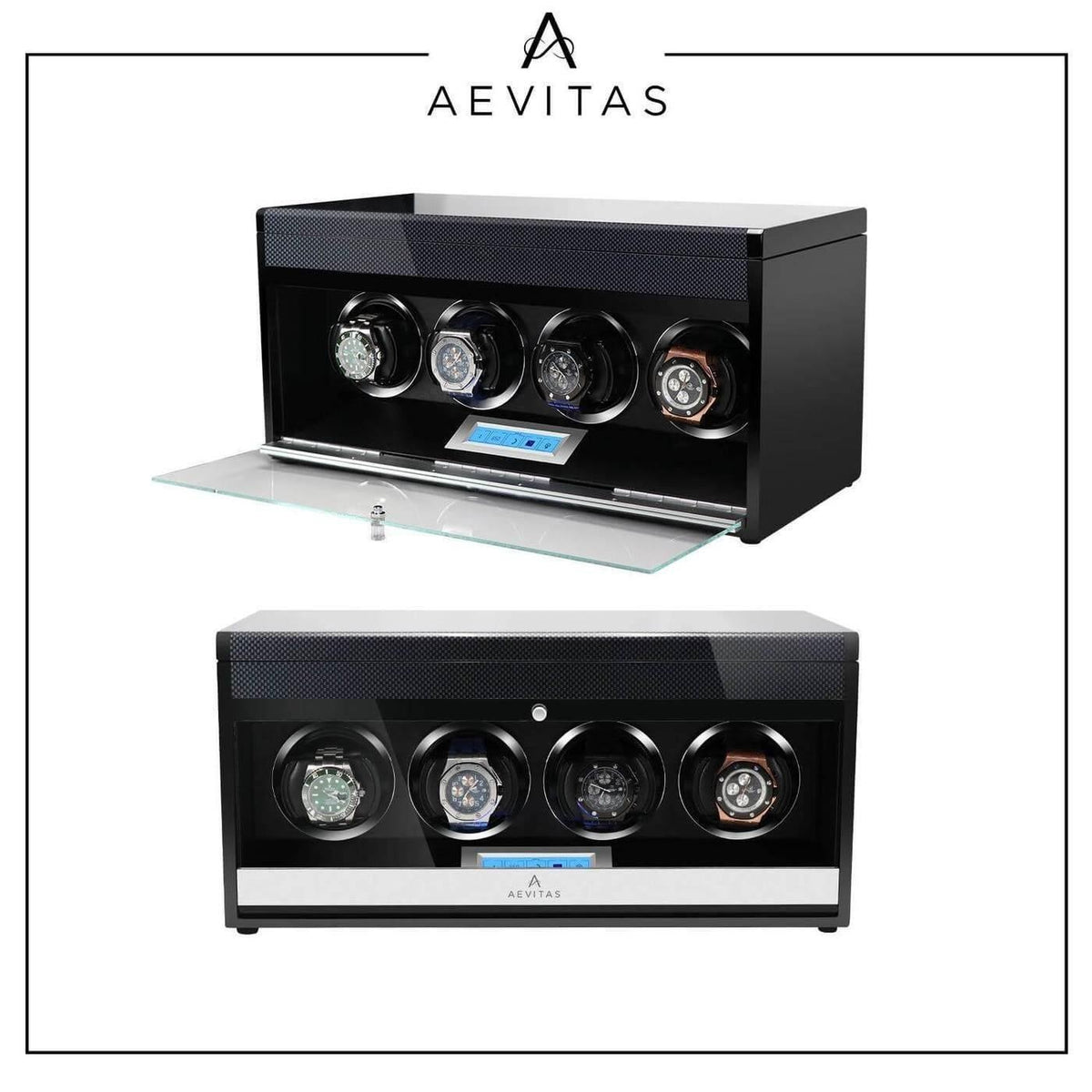 Automatic 4 Watch Winder in Carbon Fibre Finish by Aevitas