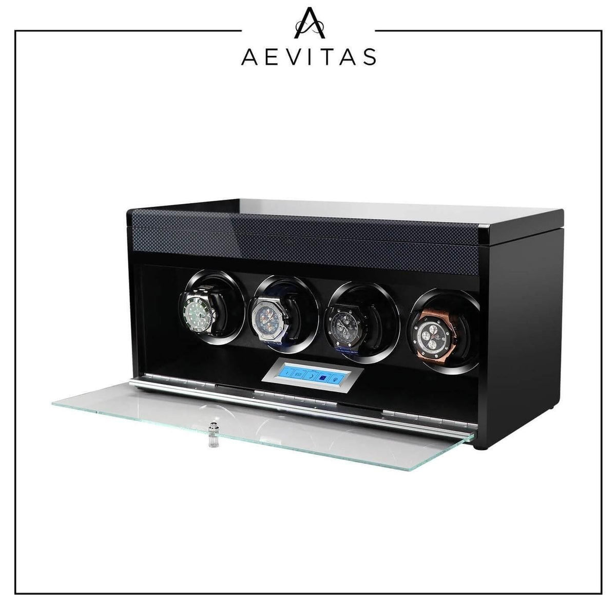 Automatic 4 Watch Winder in Carbon Fibre Finish by Aevitas