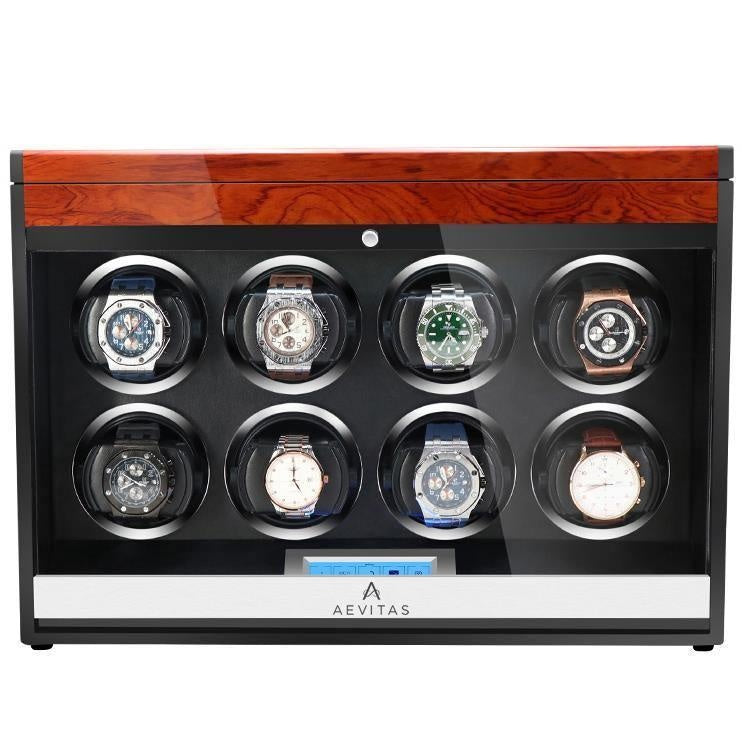 Aevitas Watch Winder for Eight Automatic Watches in Mahogany Finish