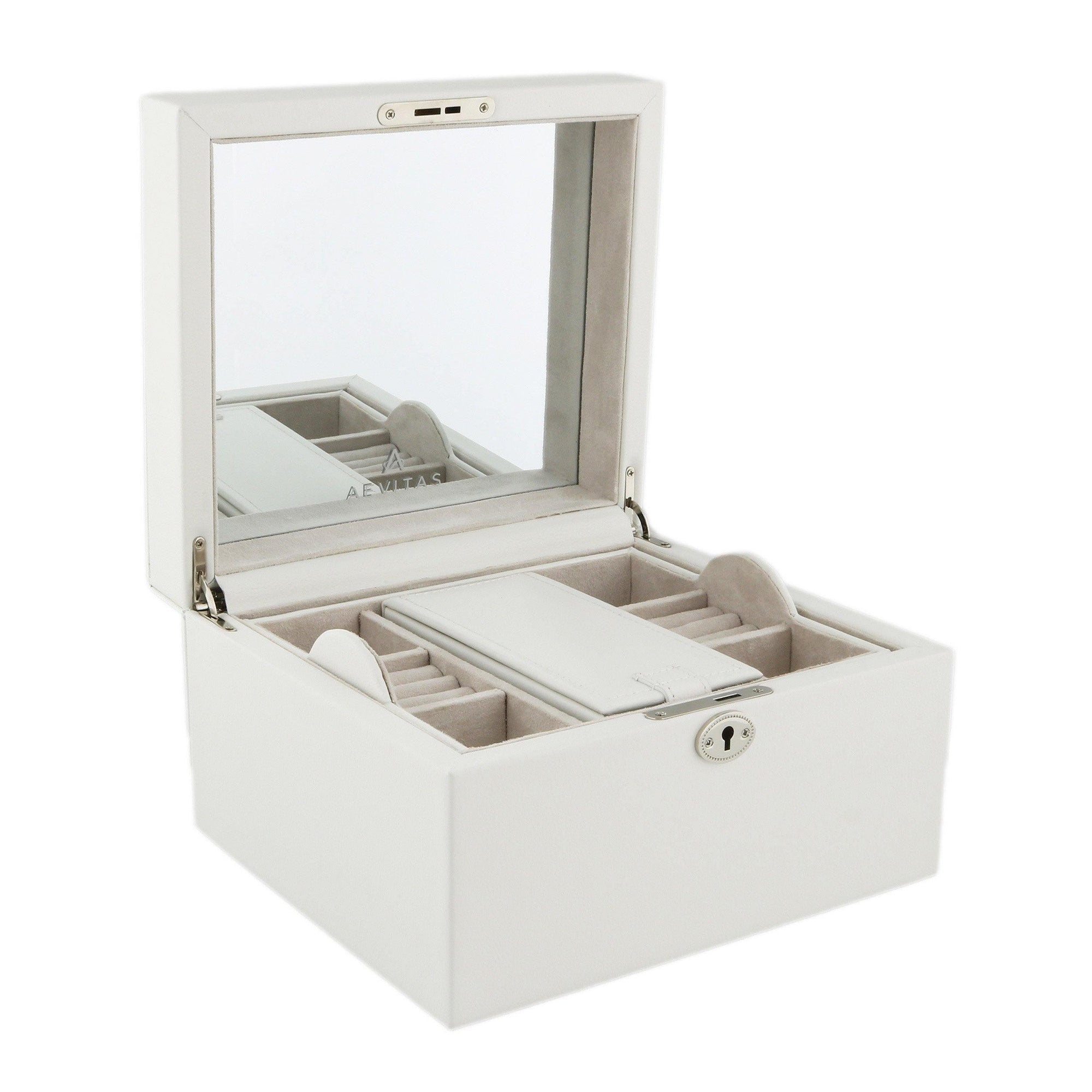 Finest Quality Large Size Ivory Bonded Leather Jewellery Box by Aevitas