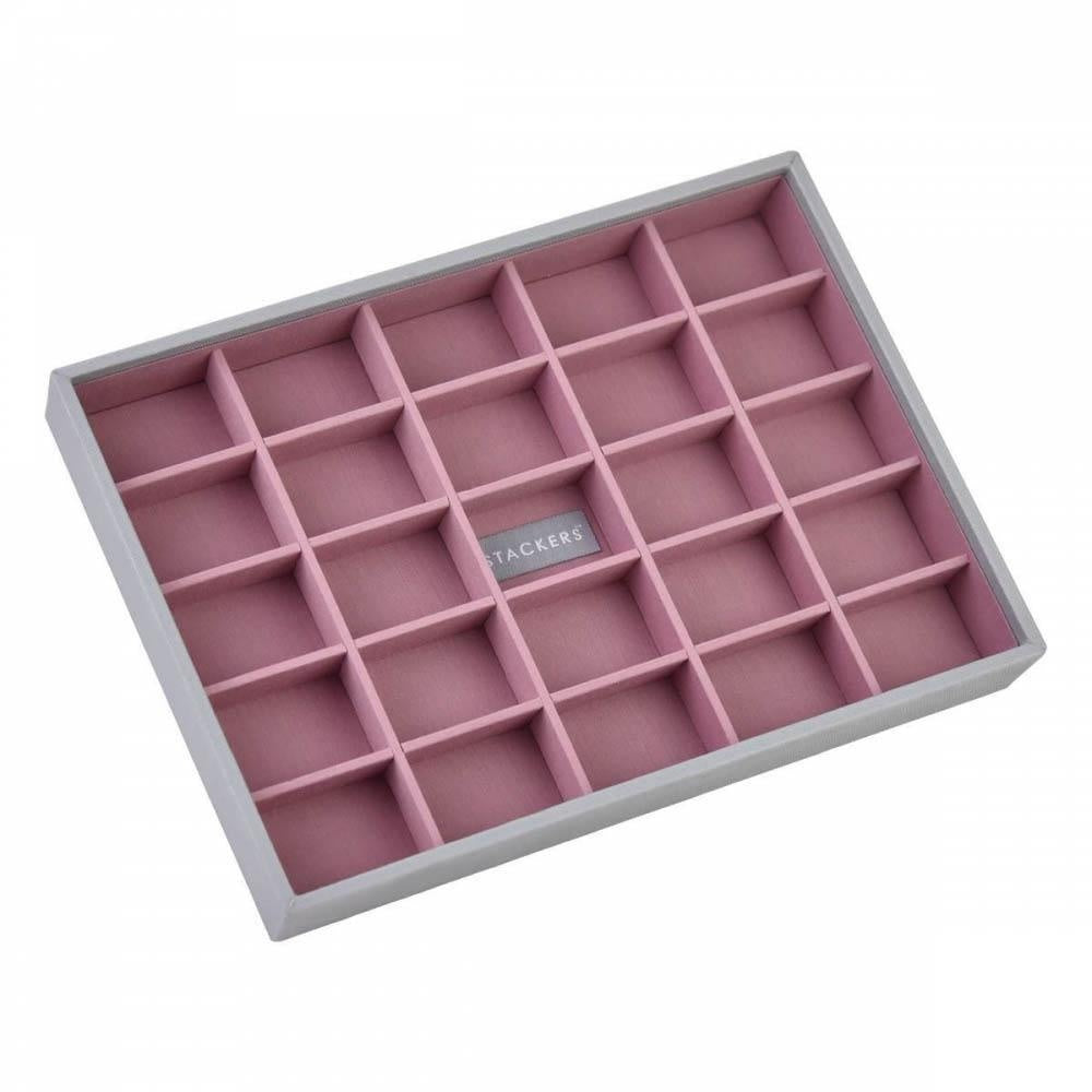 Dove Grey with Antique Pink Classic or Medium Size Stackers Set of 4 Jewellery Box Trays