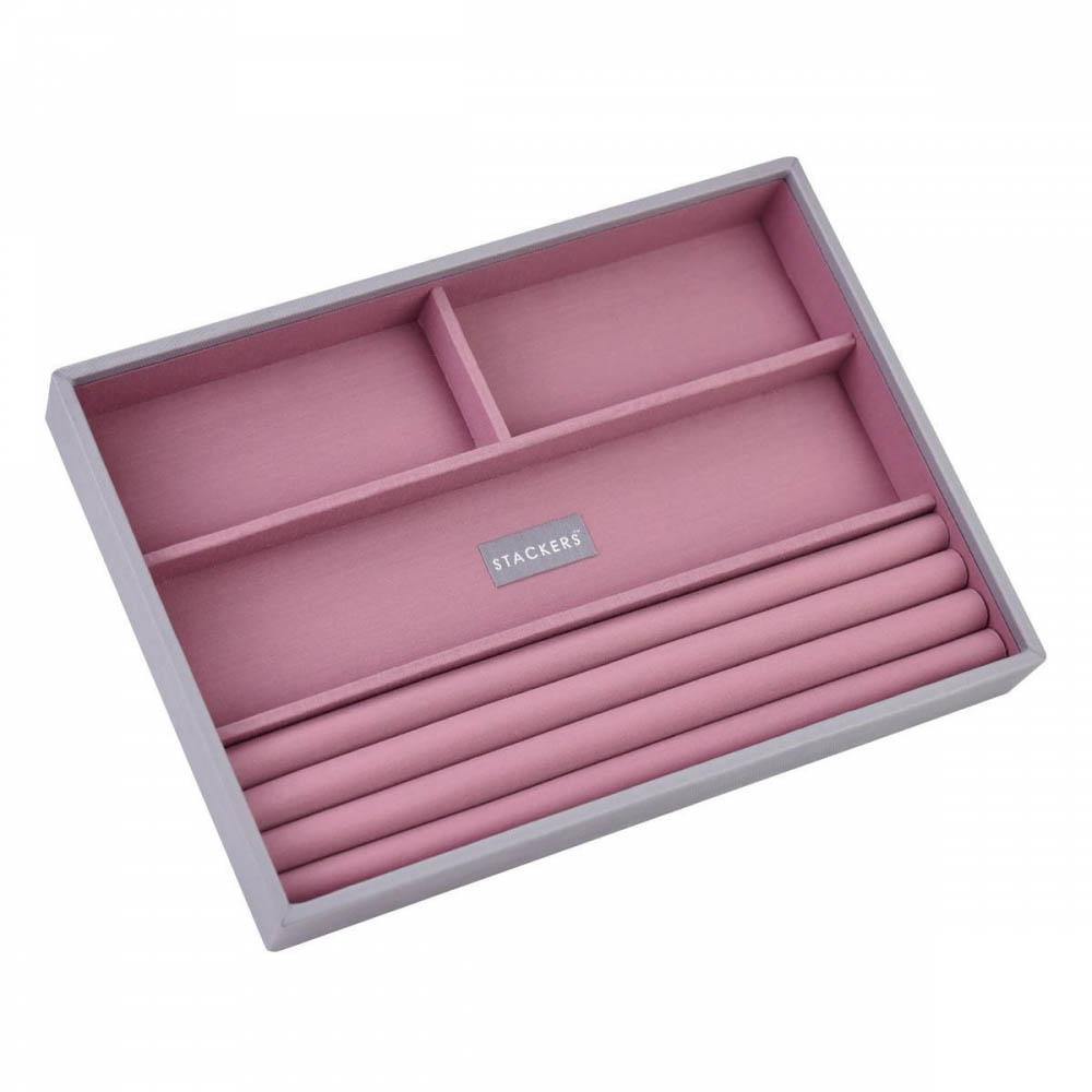 Dove Grey with Antique Pink Classic or Medium Size Stackers Set of 4 Jewellery Box Trays