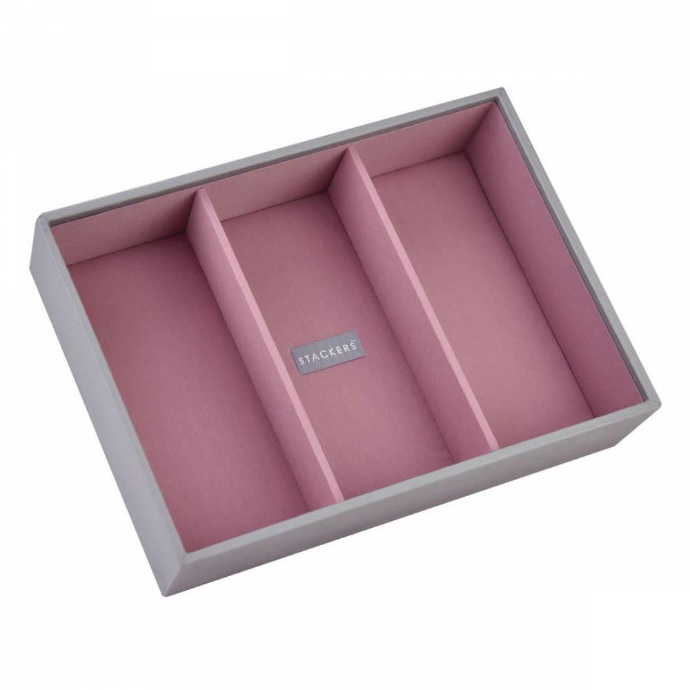 Dove Grey with Antique Pink Classic or Medium Size Stackers Set of 4 Jewellery Box Trays