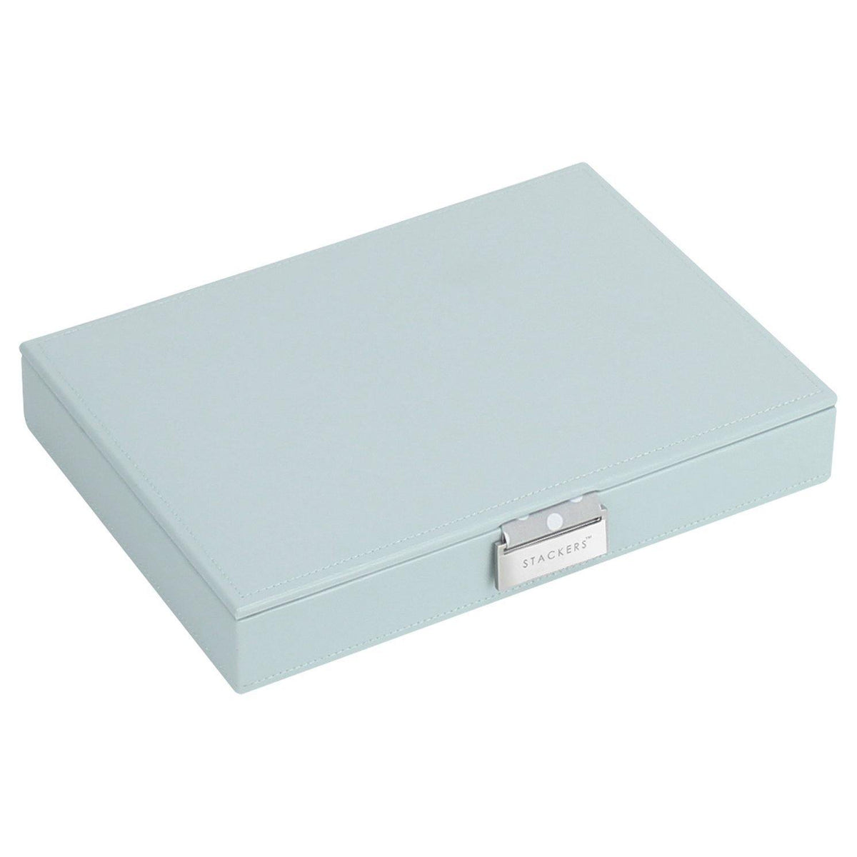 Duck Egg Blue with Grey STACKERS &#39;CLASSIC SIZE Lidded STACKER Jewellery Box Polka Dot Lining