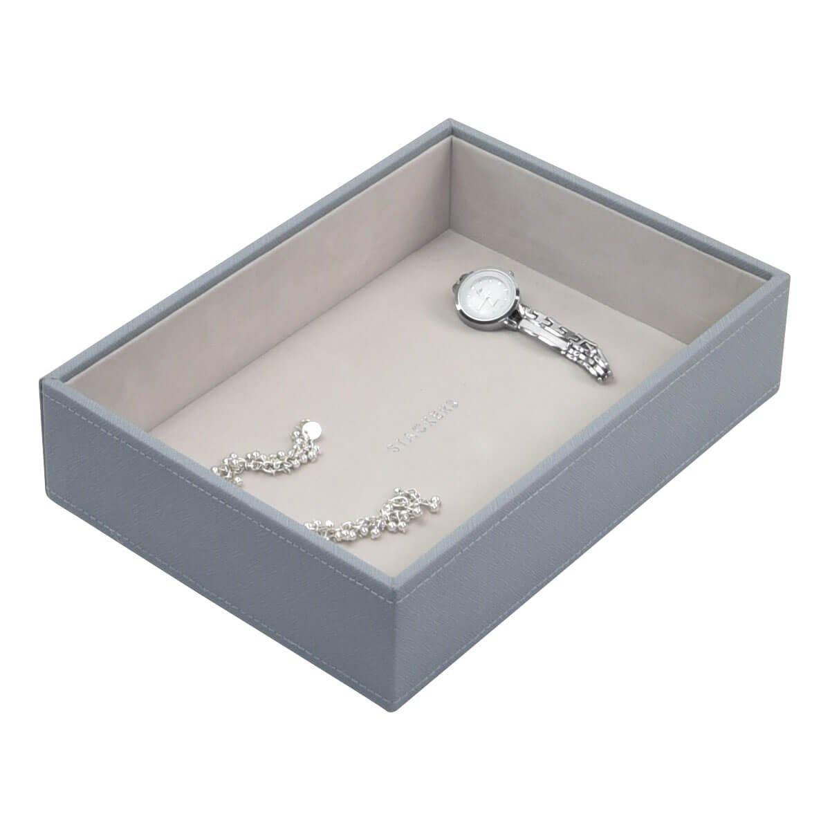 Dusky Blue Classic Size Stackers Jewellery Box Deep compartment tray