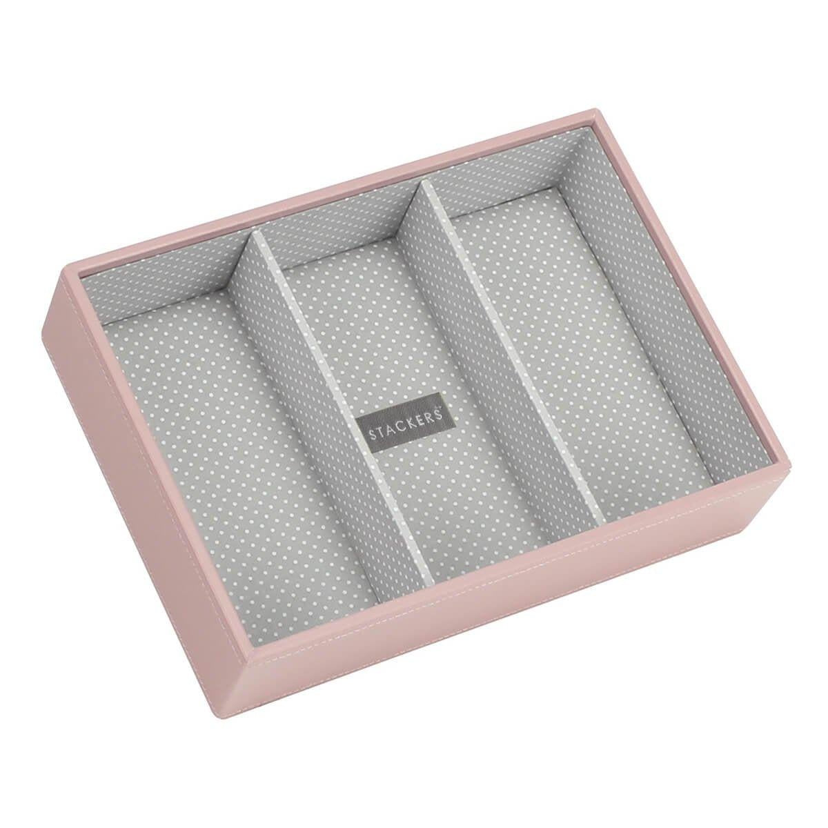 Soft Pink Classic Size Stackers Jewellery Box Deep 3 Section Tray