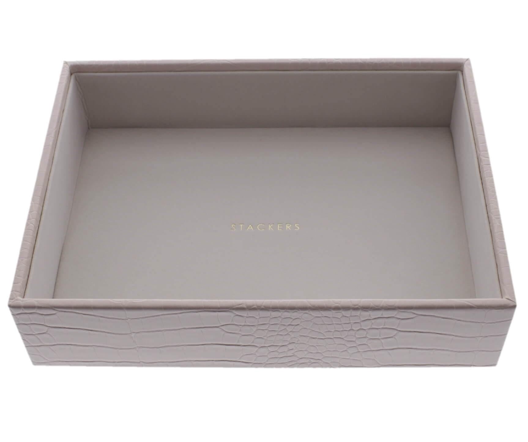 Pastel Pink Croc Classic Size Stackers Jewellery Box Deep compartment tray