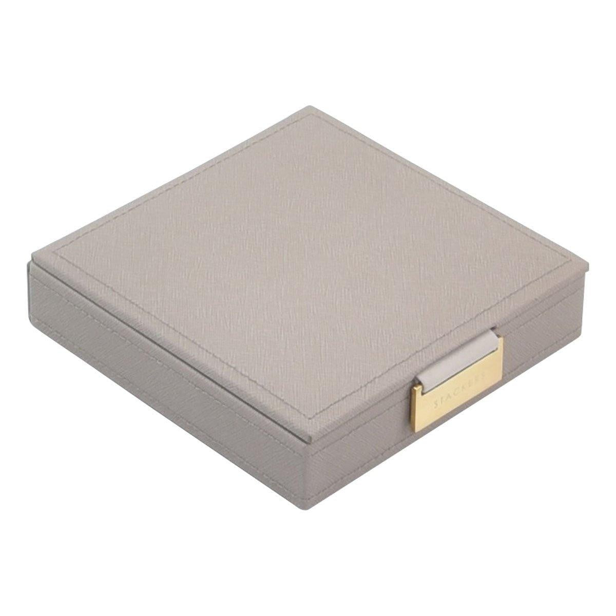 Taupe Premium STACKERS Set of 2 Trays Charm Jewellery Box with Champagne Gold Fitting