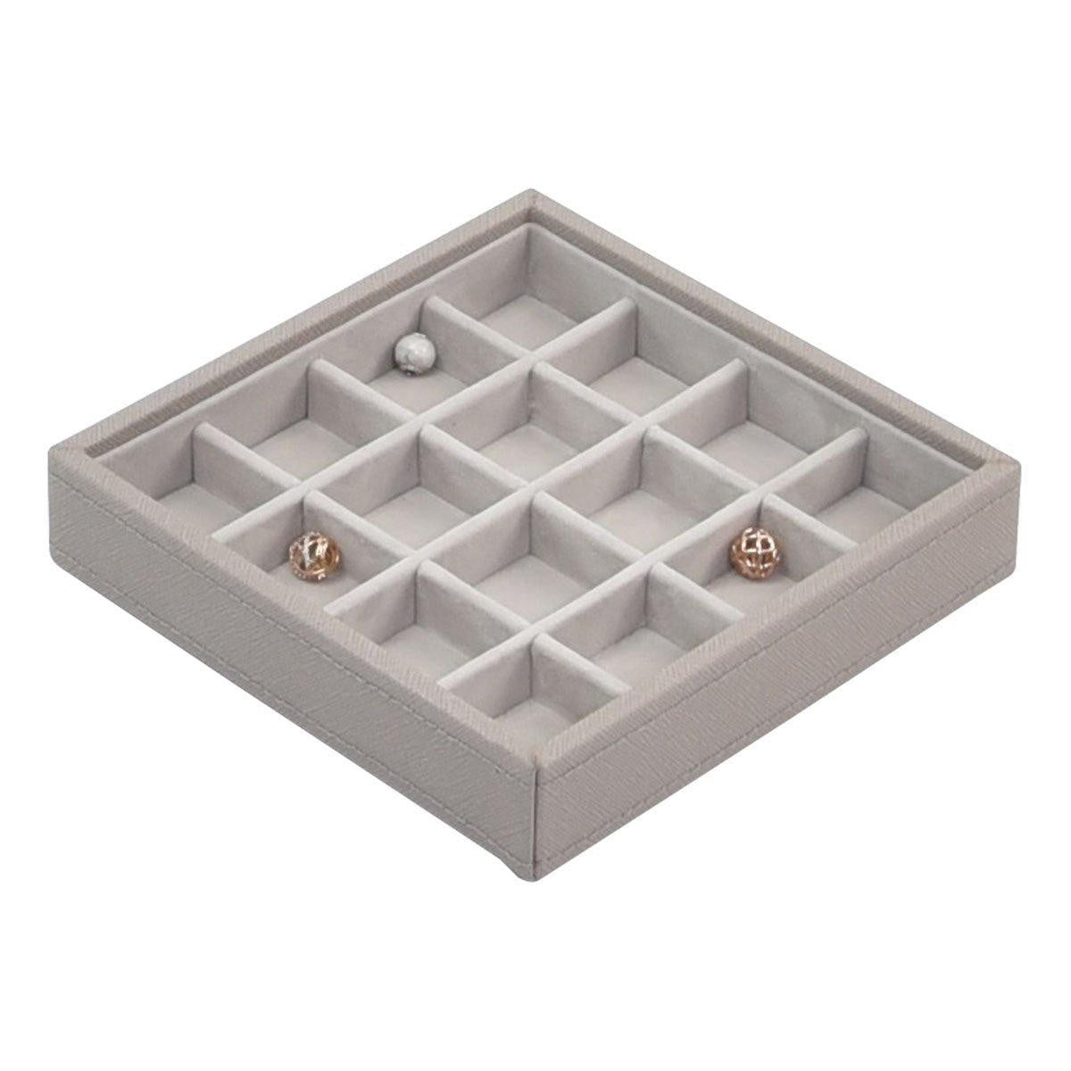 Taupe Premium STACKERS Set of 2 Trays Charm Jewellery Box with Champagne Gold Fitting