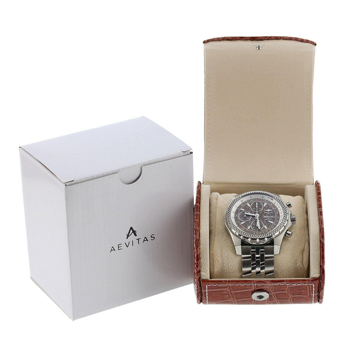 Brown Croc Skin Faux Leather Watch Travel Case by Aevitas