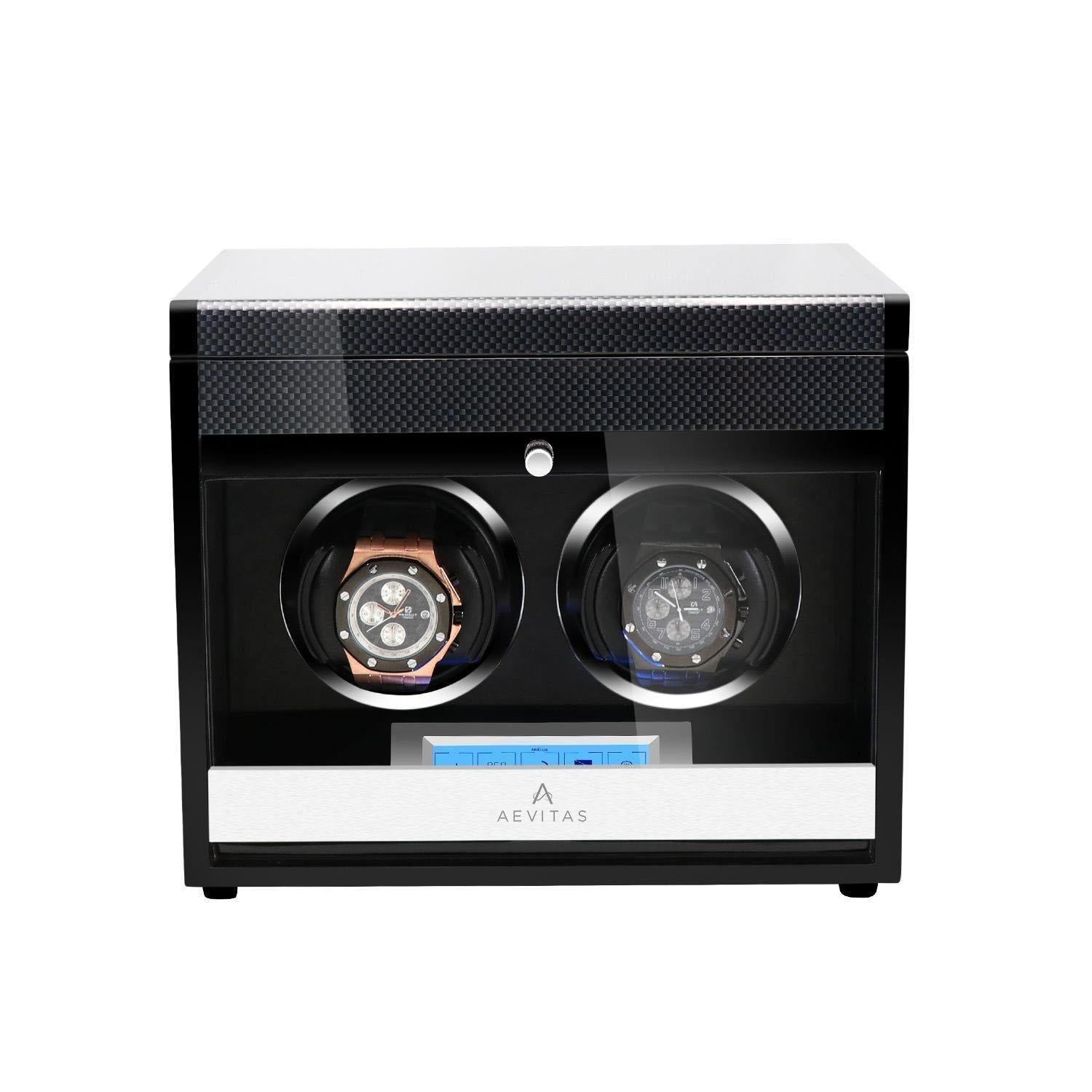 Automatic 2 Watch Winder in Carbon Fibre Finish by Aevitas